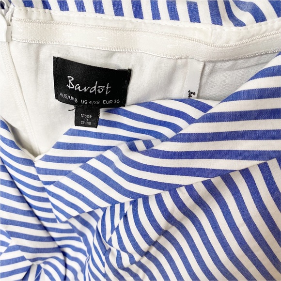 Bardot Blue & White Striped Peplum Top Size 4/XS - Picture 6 of 7
